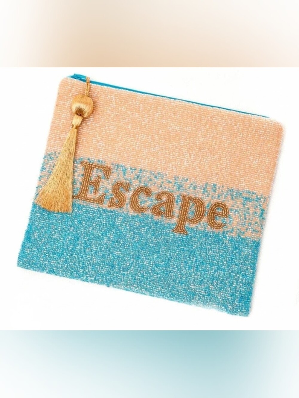 Escape Beaded Zip Pouch Turquoise Travel Bag
